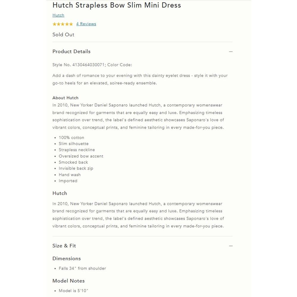 Anthropologie Hutch Strapless Bow Slim Mini Dress in Brown Polka Dot L NWT $218 - Picture 5 of 6